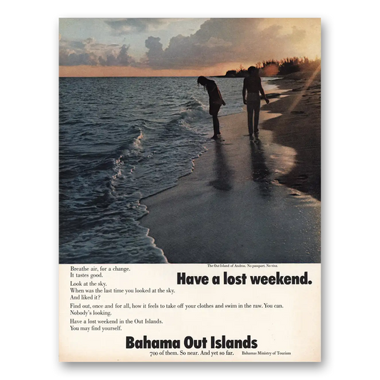 1968 Andros Bahamas Have Lost Weekend Vintage Magazine Print Ad