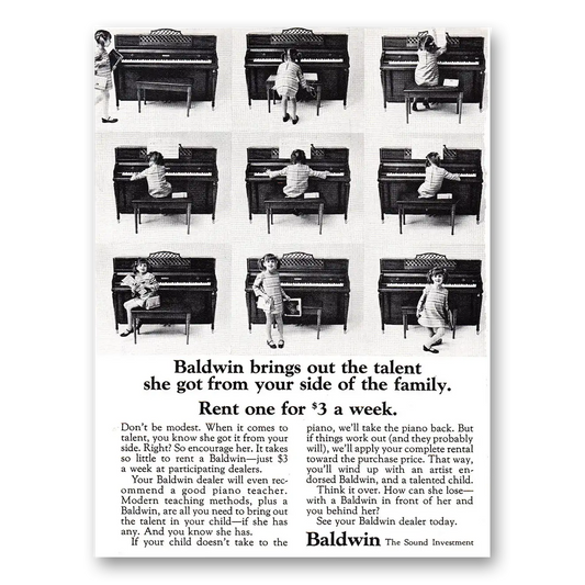 1968 Baldwin Piano Brings Out the Talent Vintage Magazine Print Ad