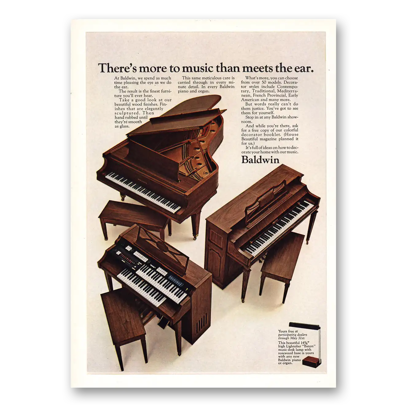 1968 Baldwin Piano More to Music Than Meets the Ear Vintage Magazine Print Ad