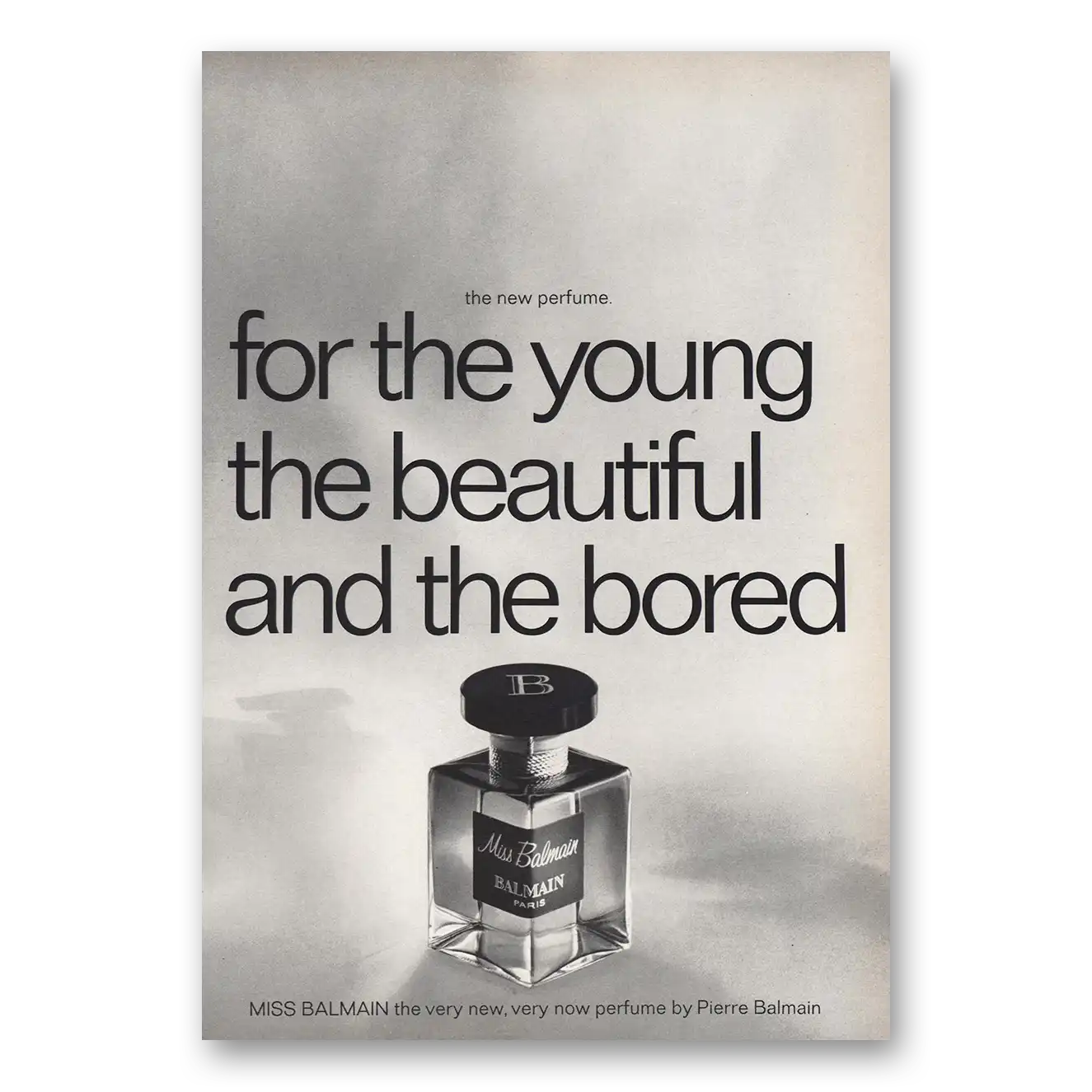 1968 Miss Balmain Perfume Young Beautiful Bored Vintage Magazine Print Ad