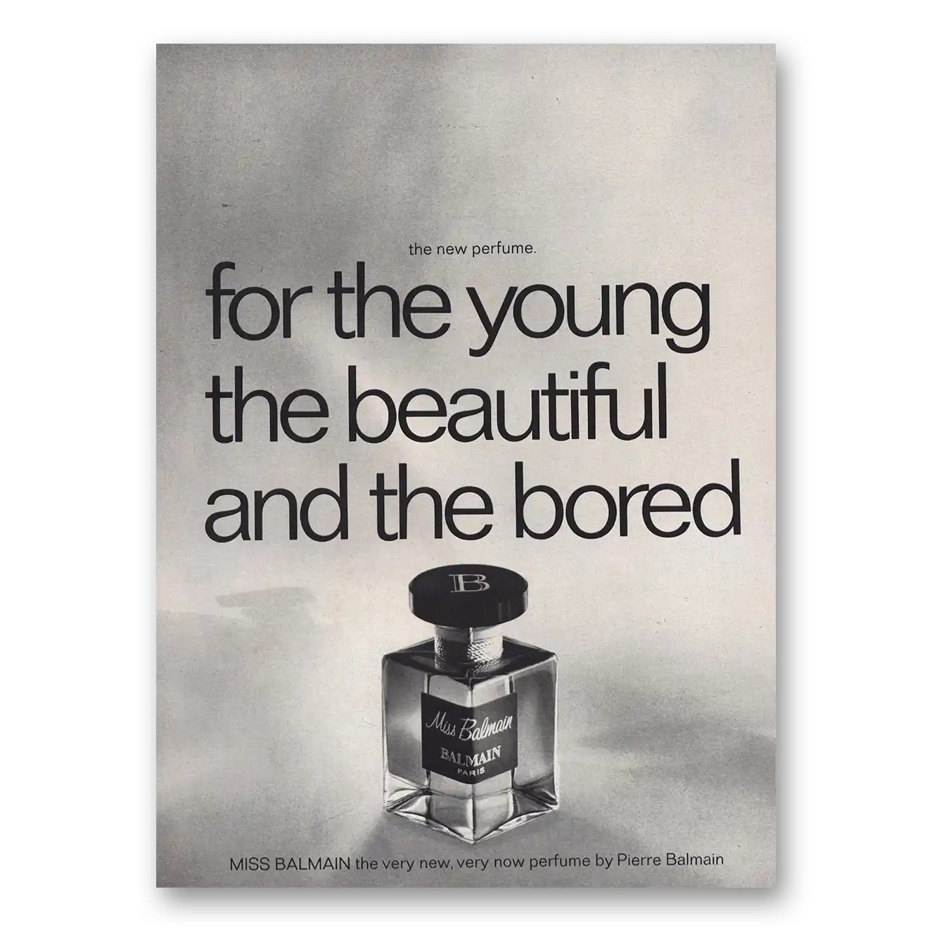 1968 Miss Balmain Perfume Young Beautiful and Bored Vintage Magazine Print Ad