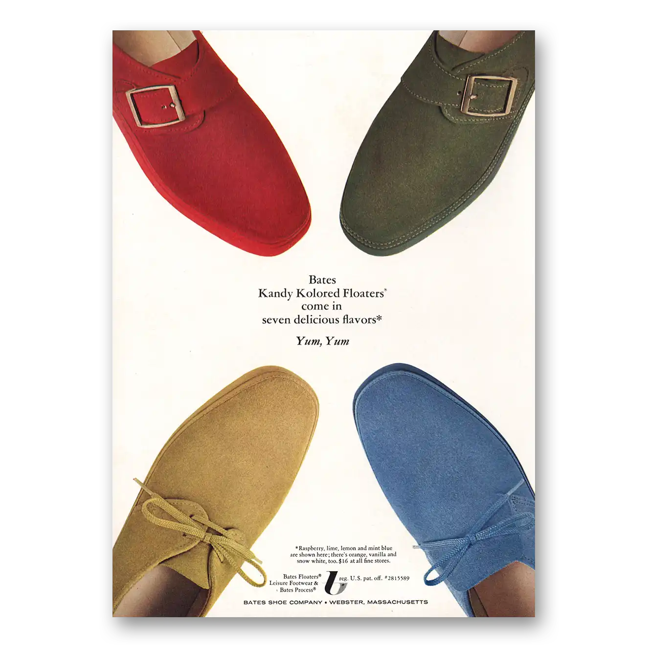 1968 Bates Shoes Kandy Kolored Floaters Vintage Magazine Print Ad