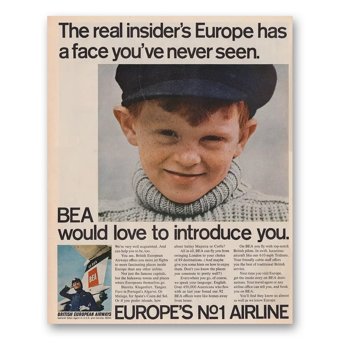 1968 British European Airways Would Love to Introduce You Vintage Magazine Print Ad