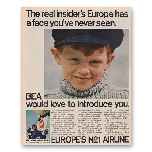 1968 British European Airways Would Love to Introduce You Vintage Magazine Print Ad