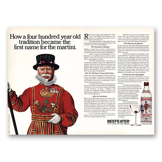 1968 Beefeater Four Hundred Year Old Tradition Vintage Magazine Print Ad