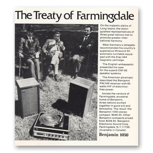 1968 Benjamin Electronic Sound The Treaty of Farmingdale Vintage Magazine Print Ad