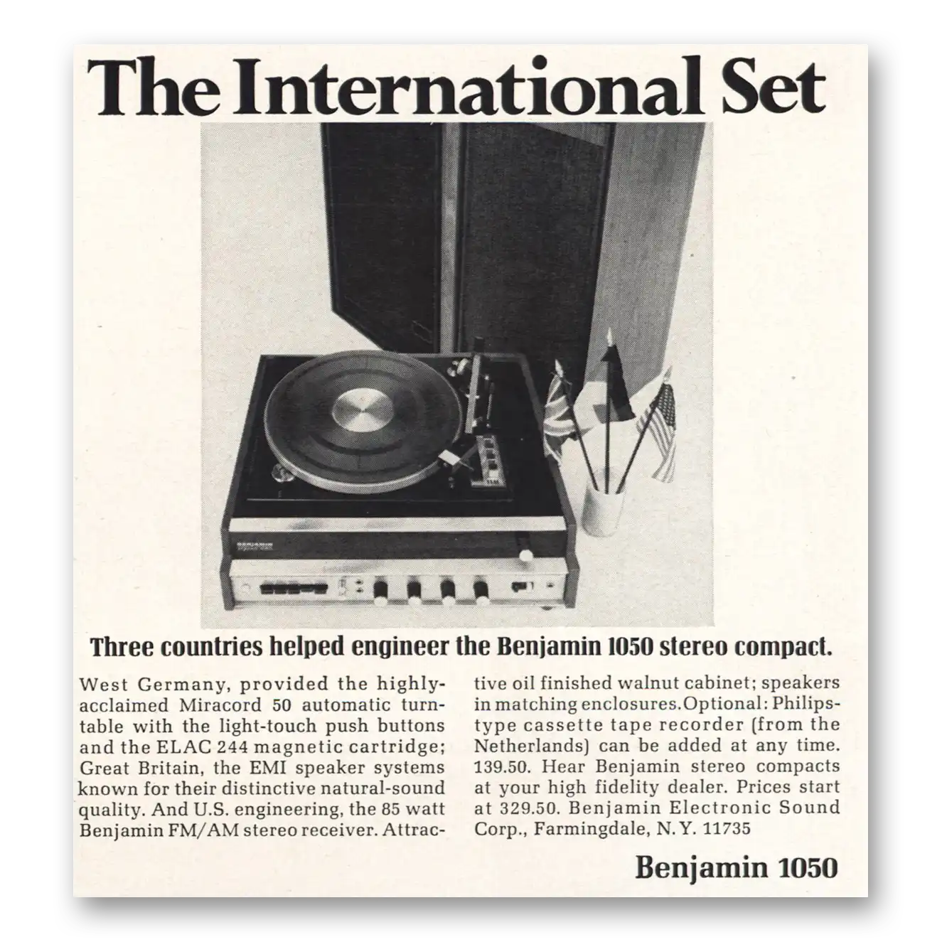 1968 Benjamin Electronic Sound International Set Vintage Magazine Print Ad