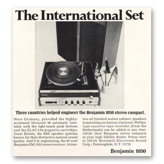 1968 Benjamin Electronic Sound International Set Vintage Magazine Print Ad