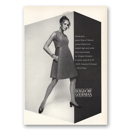 1968 Bergdorf Goodman Great Grey Cooper Couture Vintage Magazine Print Ad