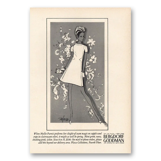 1968 Bergdorf Goodman Mollie Parnis Vintage Magazine Print Ad