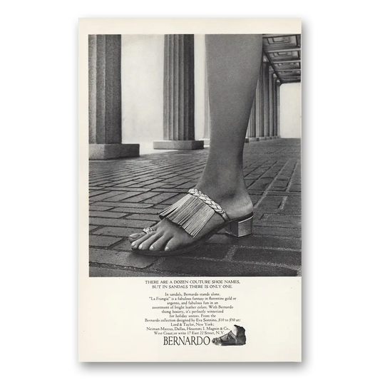 1968 Bernardo Dozen Couture Shoe Names Vintage Magazine Print Ad