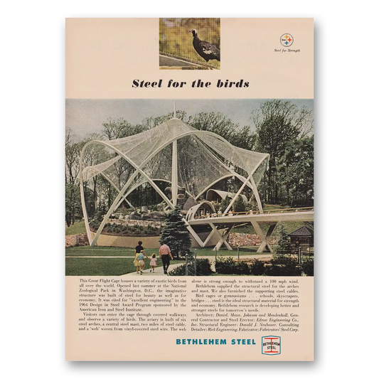 1968 Bethlehem Steel Steel for the Birds Great Flight Cage Vintage Magazine Print Ad