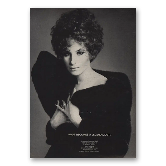 1968 Blackglama Barbra Streisand Vintage Magazine Print Ad