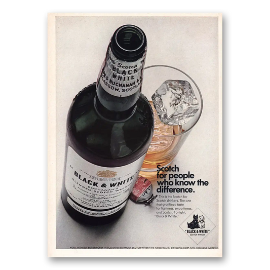 1968 Black and White Scotch People Who Know the Difference Vintage Magazine Print Ad