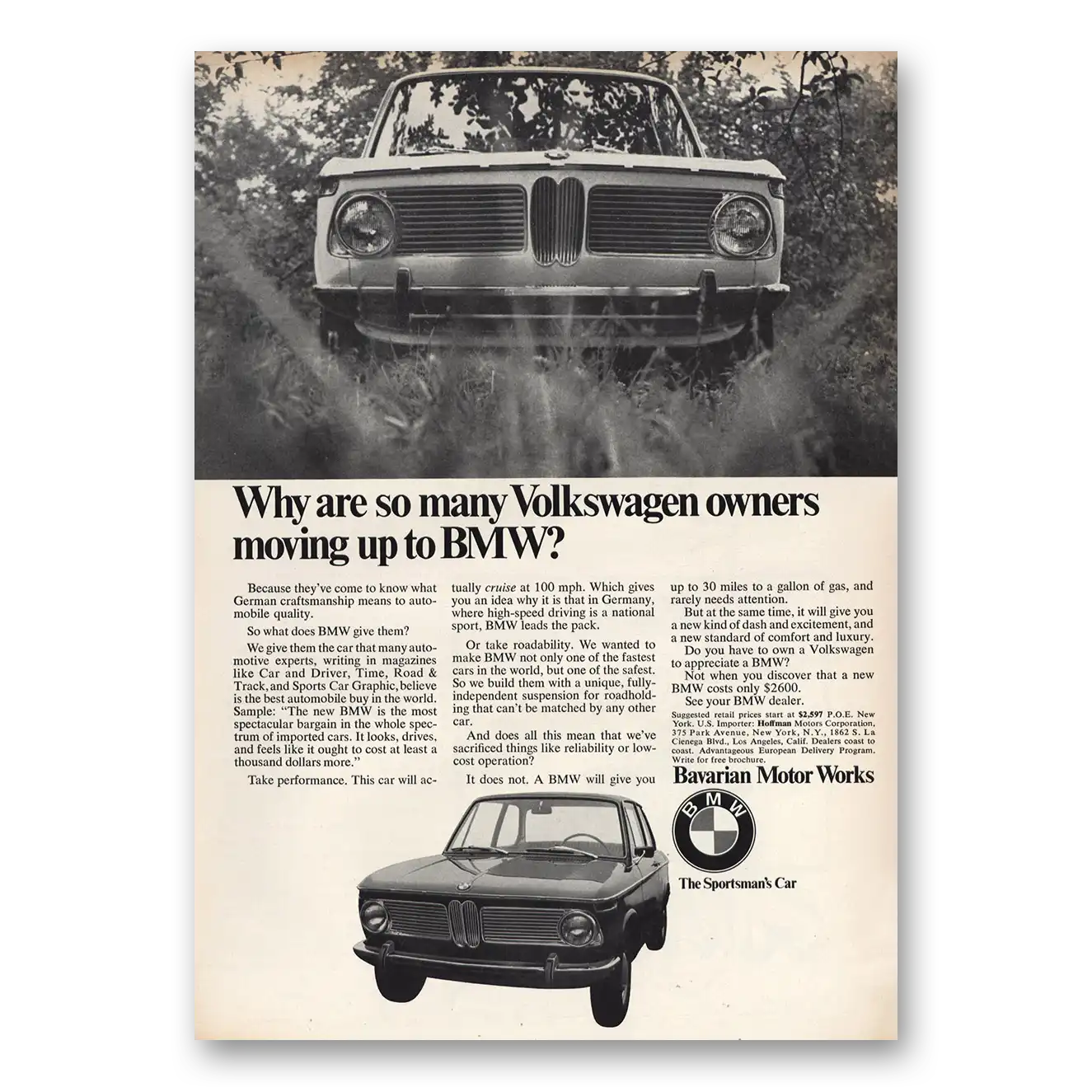 1968 BMW Owners Moving Up To BMW Vintage Magazine Print Ad