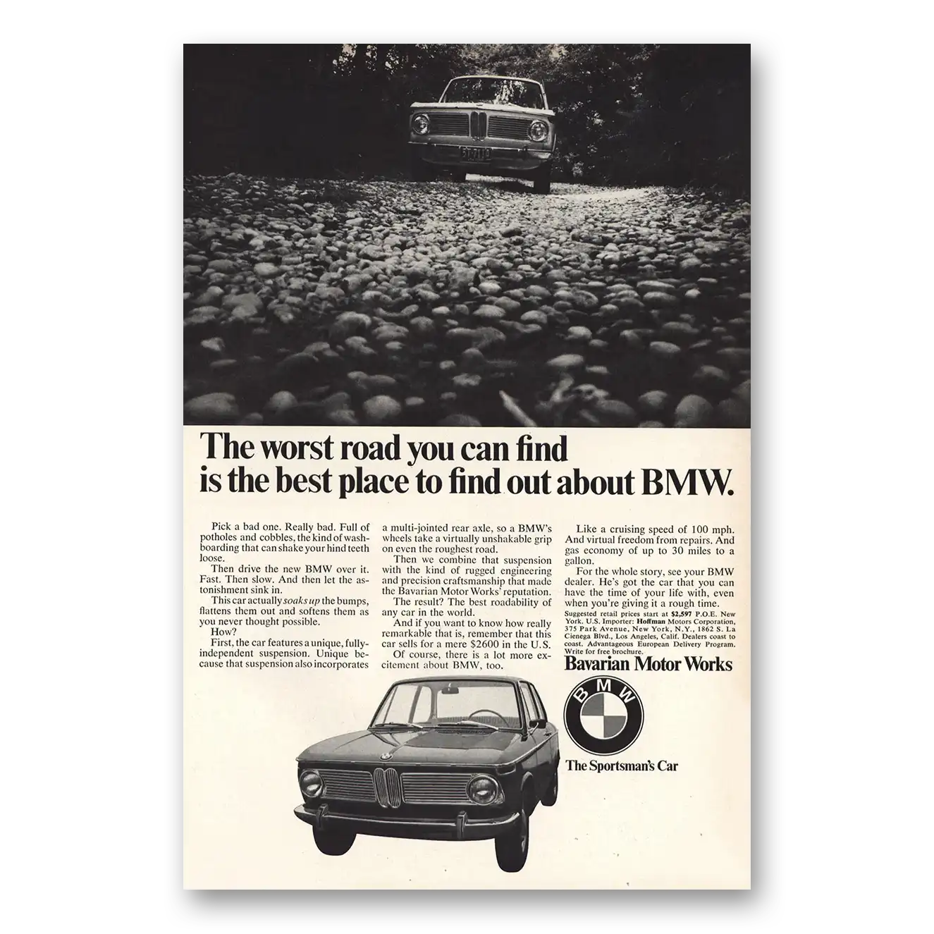 1968 BMW Worst Road You Can Find Vintage Magazine Print Ad