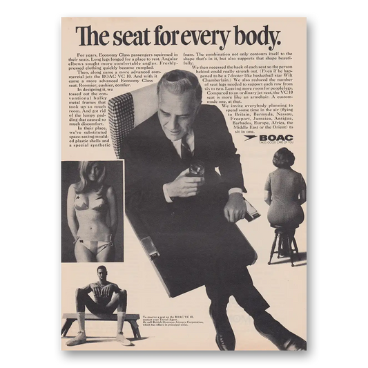 1968 British Airways BOAC Seat for Every Body Vintage Magazine Print Ad