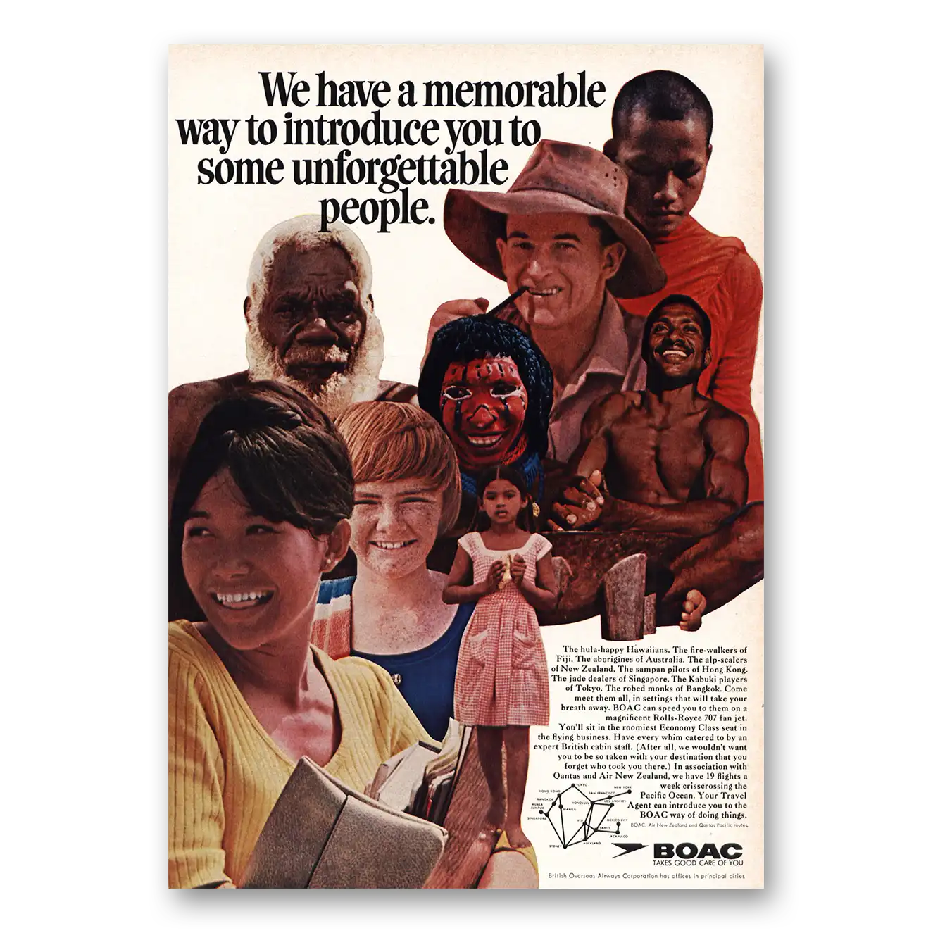 1968 British Airways BOAC Some Unforgettable People Vintage Magazine Print Ad