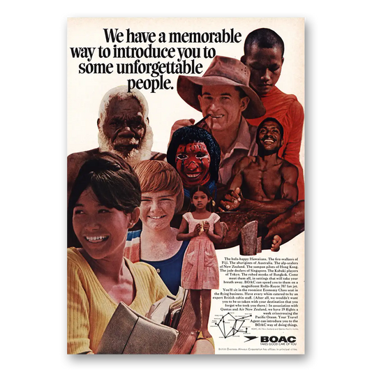 1968 British Airways BOAC Some Unforgettable People Vintage Magazine Print Ad