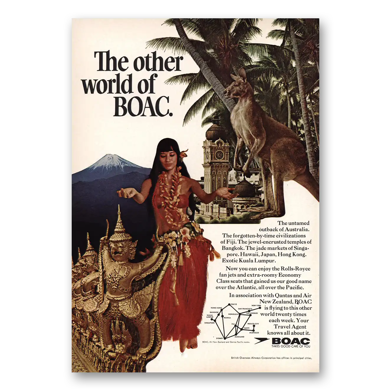 1968 British Airways BOAC The Other World of BOAC Vintage Magazine Print Ad