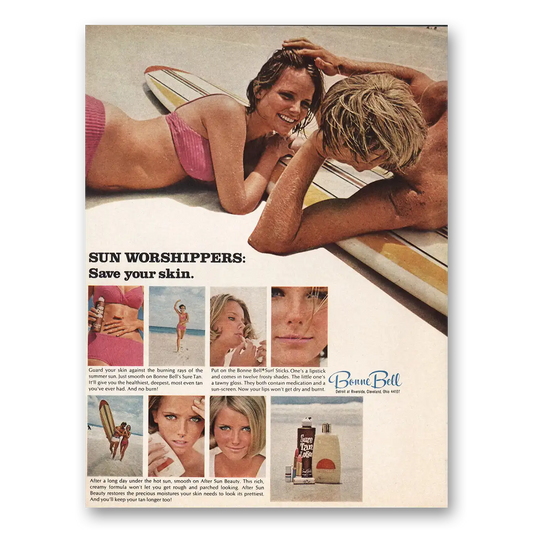 1968 Bonne Bell Sun Worshippers Vintage Magazine Print Ad