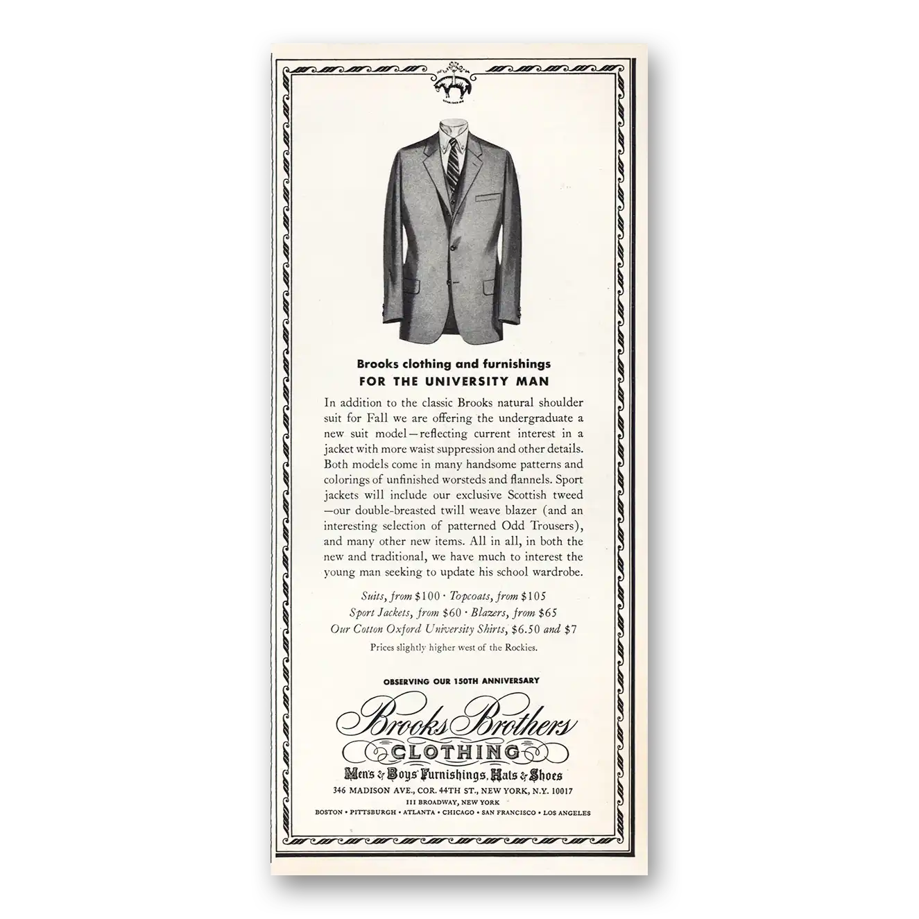 1968 Brooks Brothers University Man Vintage Magazine Print Ad