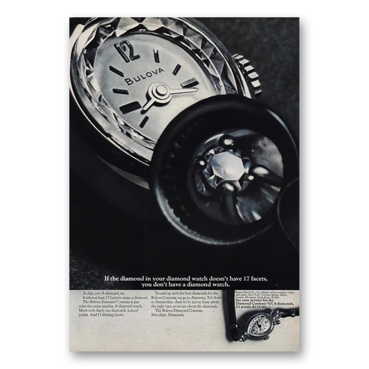 1968 Bulova Watch Diamond Watch 17 Facets Vintage Magazine Print Ad