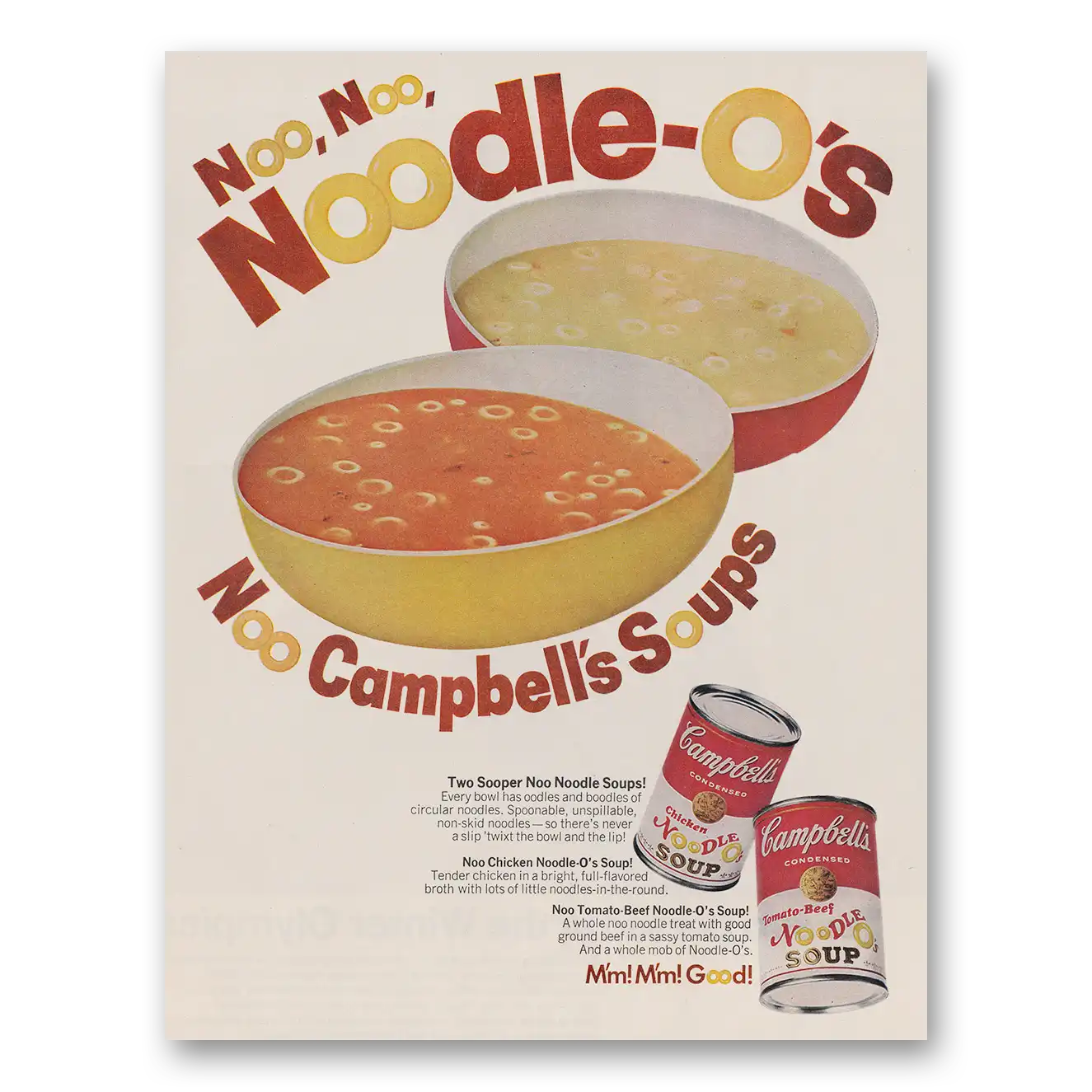 1968 Campbells Chicken Noodle Soup Noodle Os Vintage Magazine Print Ad