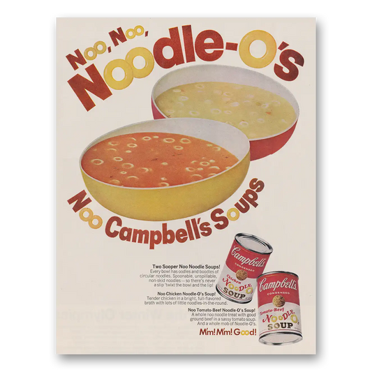 1968 Campbells Chicken Noodle Soup Noodle Os Vintage Magazine Print Ad