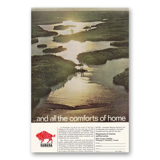 1968 Manitoba Canada Comforts of Home Vintage Magazine Print Ad