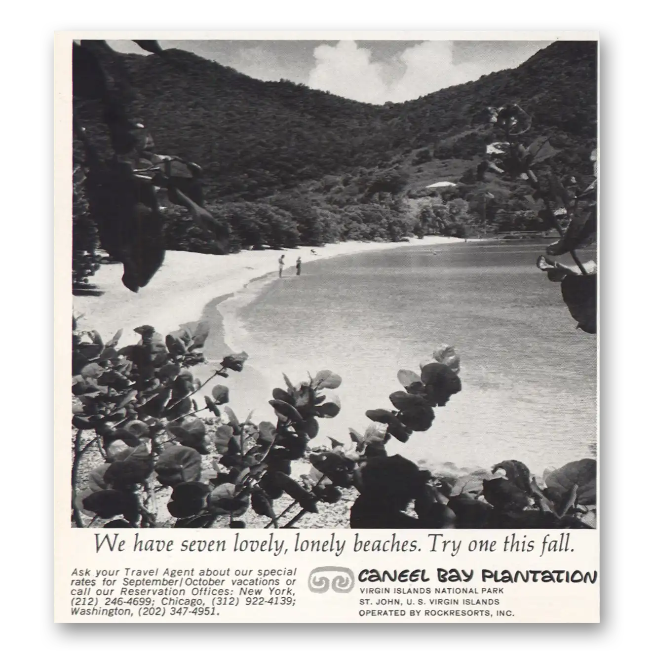 1968 Caneel Bay Plantation Lovely Lonely Beaches Vintage Magazine Print Ad