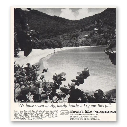 1968 Caneel Bay Plantation Lovely Lonely Beaches Vintage Magazine Print Ad