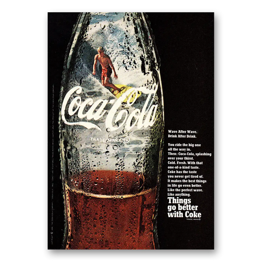 1968 Coca Cola Wave After Wave Vintage Magazine Print Ad