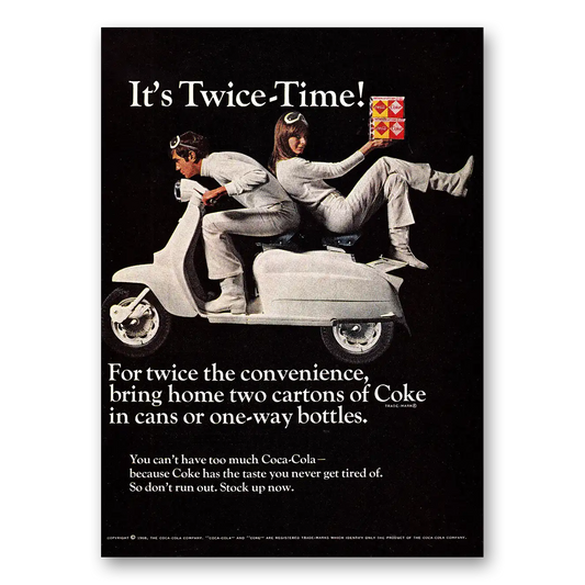 1968 Coca Cola Twice Time Vintage Magazine Print Ad