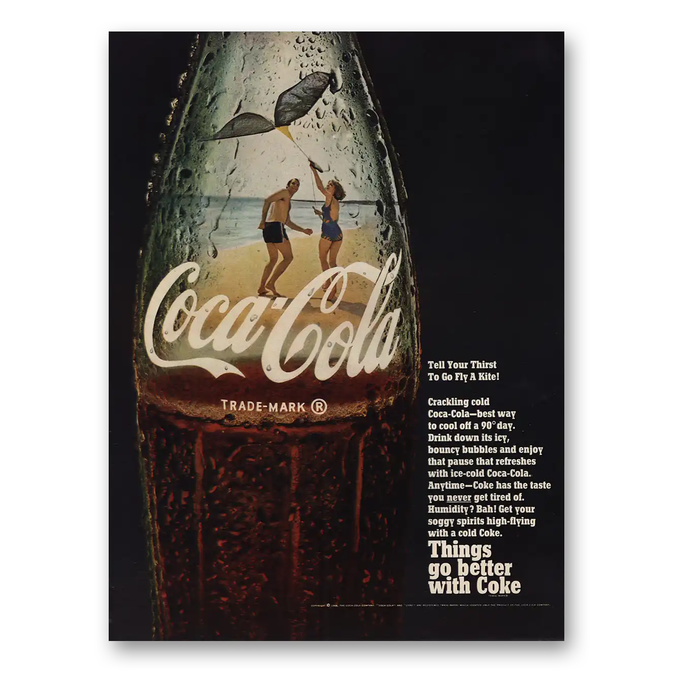 1968 Coca Cola Tell Your Thirst To Go Fly a Kite Vintage Magazine Print Ad