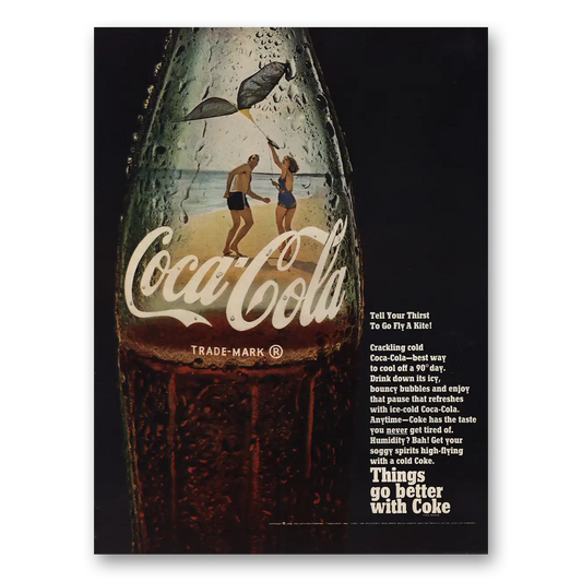 1968 Coca Cola Tell Your Thirst To Go Fly a Kite Vintage Magazine Print Ad