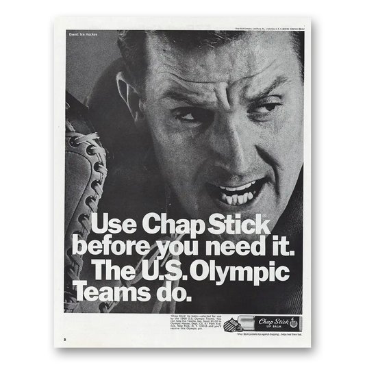 1968 Chap Stick US Olympic Team Vintage Magazine Print Ad