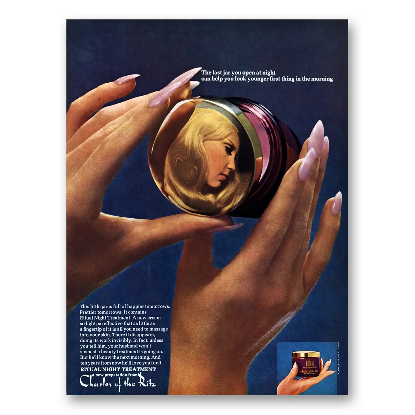 1968 Ritual Night Treatment Last Jar You Open at Night Vintage Magazine Print Ad