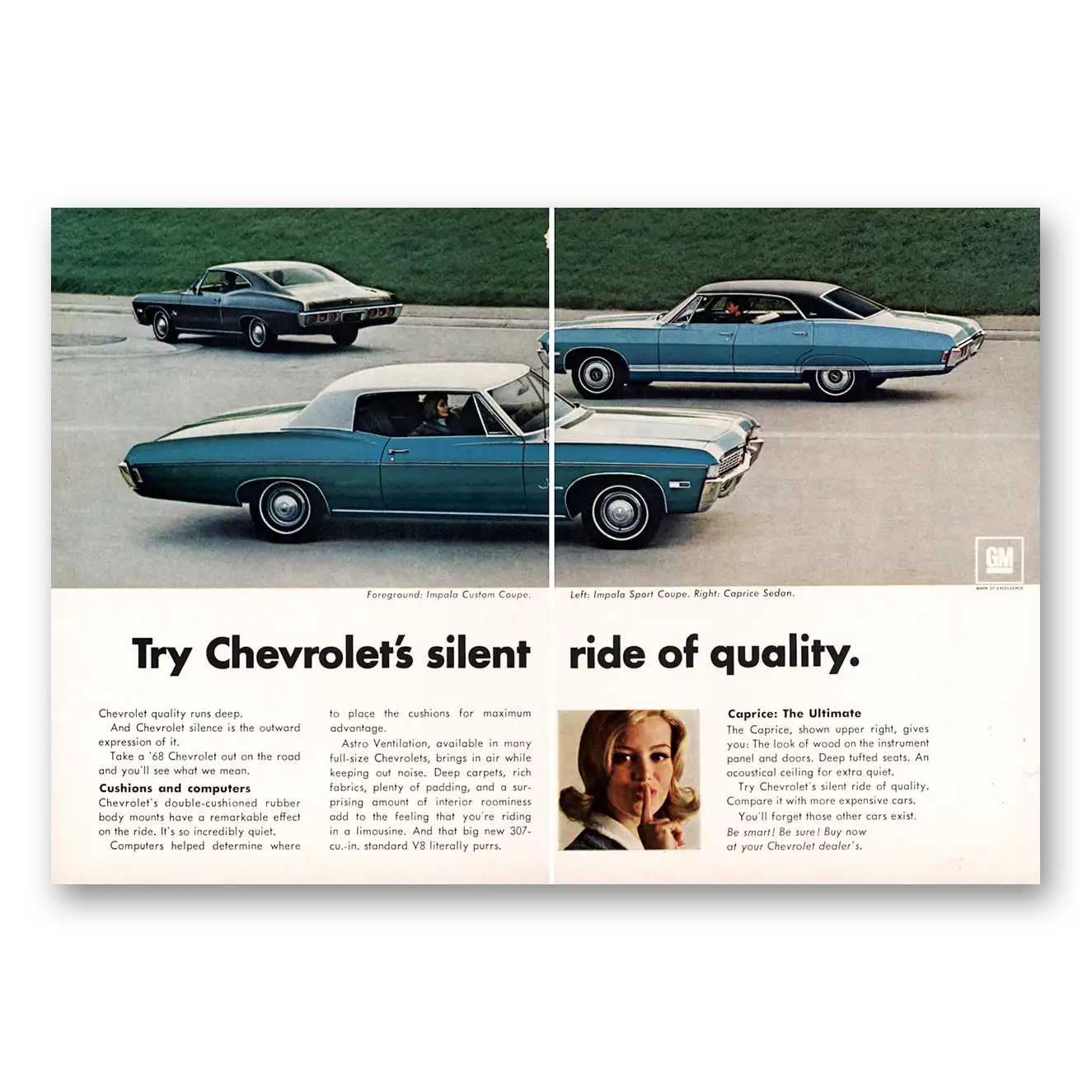 1968 Chevrolet Impala Silent Ride of Quality Vintage Magazine Print Ad