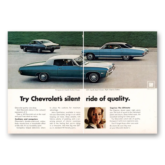 1968 Chevrolet Impala Silent Ride of Quality Vintage Magazine Print Ad