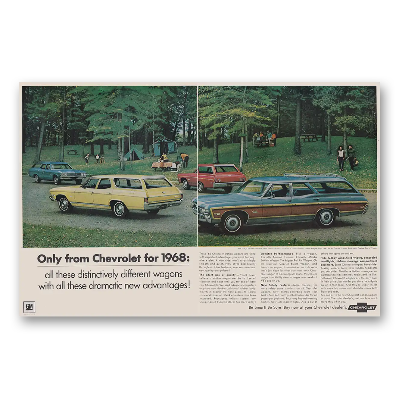 1968 Chevrolet Wagons All These Distinctively Different Wagons Vintage Magazine Print Ad