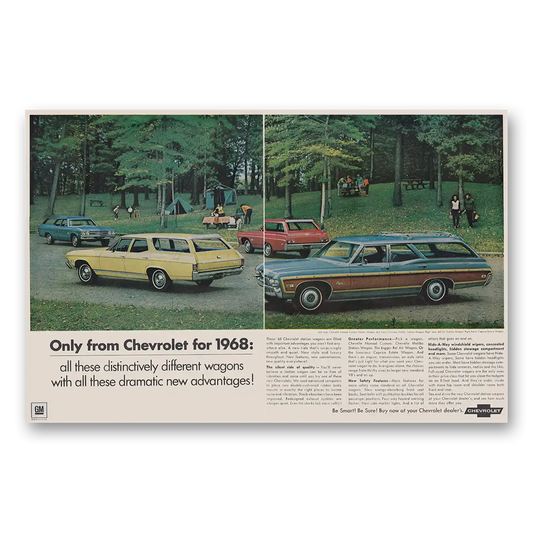 1968 Chevrolet Wagons All These Distinctively Different Wagons Vintage Magazine Print Ad