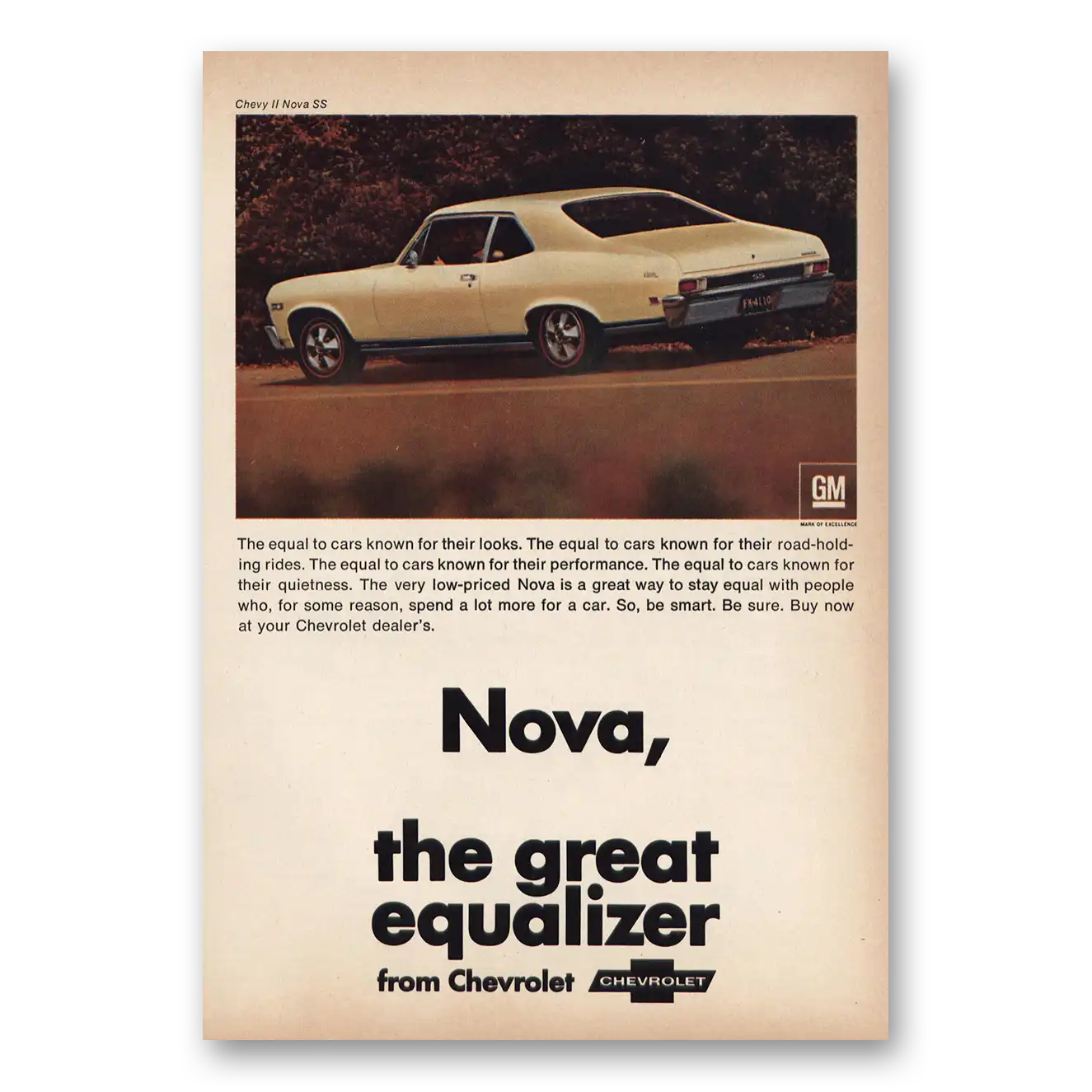 1968 Chevrolet Nova Equal to Cars Known For Their Looks Vintage Magazine Print Ad