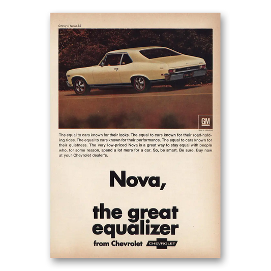 1968 Chevrolet Nova Equal to Cars Known For Their Looks Vintage Magazine Print Ad