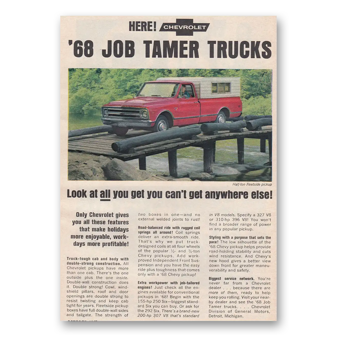 1967 Chevrolet Job Tamer Pickup All You Cant Get Anywhere Else Vintage Magazine Print Ad