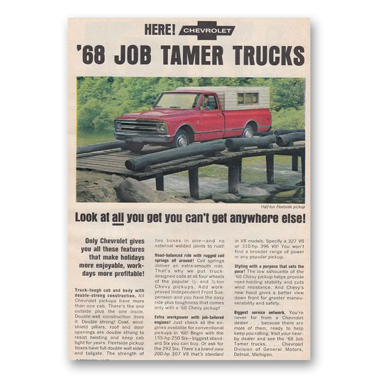 1967 Chevrolet Job Tamer Pickup All You Cant Get Anywhere Else Vintage Magazine Print Ad