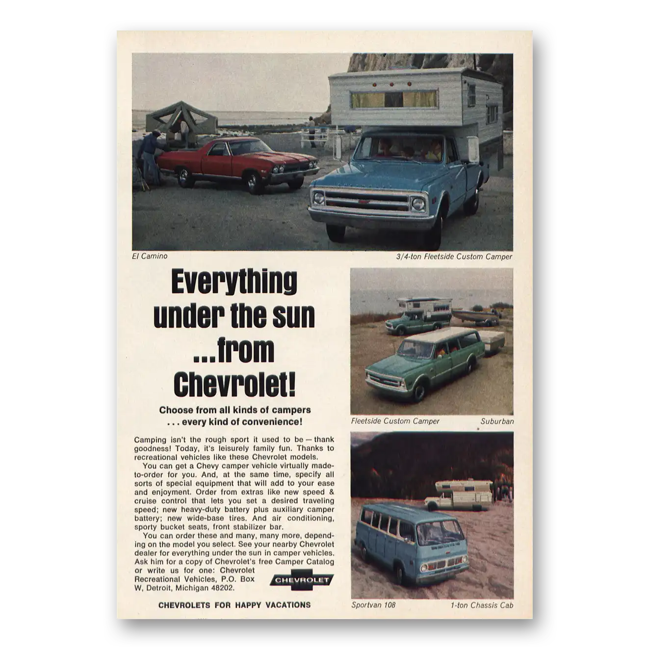 1968 Chevrolet Everything Under the Sun Vintage Magazine Print Ad