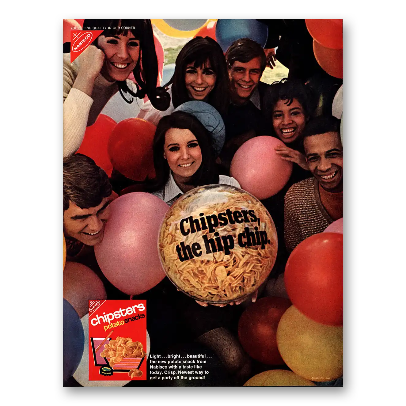 1968 Nabisco Chipsters Hip Chip Vintage Magazine Print Ad