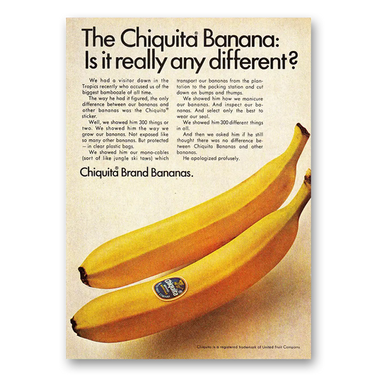 1968 Chiquita Banana Really Any Different Vintage Magazine Print Ad