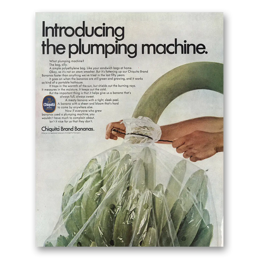 1968 Chiquita Banana Plumping Machine Vintage Magazine Print Ad